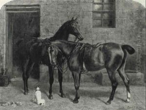 Hunters In A Stable Yard