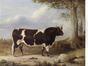 A Red And White Ayrshire Bull by Gourlay Steell