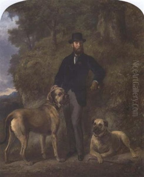 Colonel Garrick-buchanan Of Drumpellier With His Two Mastiffs - view 1