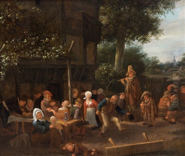 Feasting Peasants Outside A Tavern - view 1