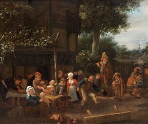Feasting Peasants Outside A Tavern by Jan Steen