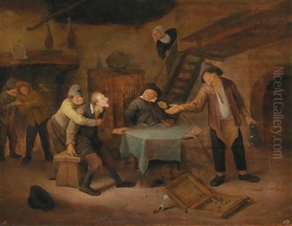 Quarrelling Backgammon Players In An Interior - view 1