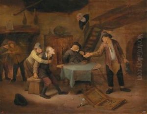 Quarrelling Backgammon Players In An Interior