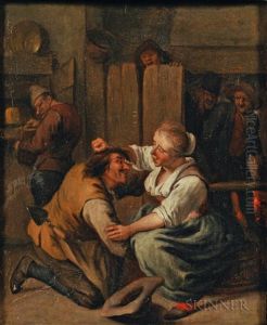 Tavern Interior With Tussling Couple by Jan Steen