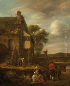 Travellers Resting Before A Village by Jan Steen
