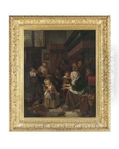 Dutch Interior With Old Woman And Children by Jan Steen