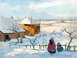 Boerderij In Zonnig Sneeuwlandschap by Hendrik Van Steenwijk
