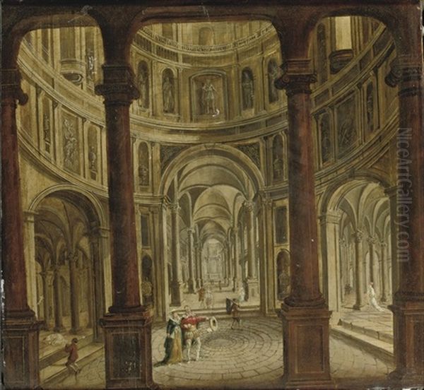 A Church Interior With Elegant Figures - view 1
