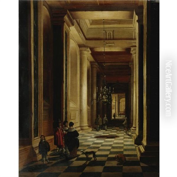 Church Interior With Figures Strolling - view 1