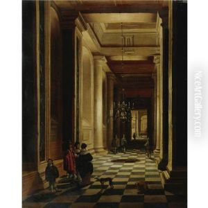 Church Interior With Figures Strolling by Hendrick van Steenwyck the Elder