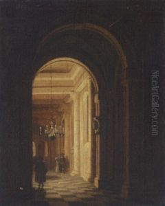 A Church Interior With Figures by Hendrick van Steenwyck the Elder