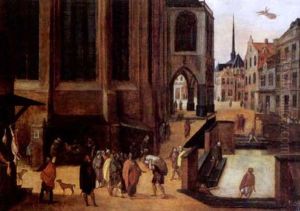 The Cathedral And Munster Square In Aix-la-chapelle by Hendrick van Steenwyck the Elder