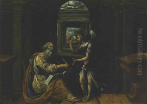 Saint Matthew And The Angel by Hendrick van Steenwyck the Elder