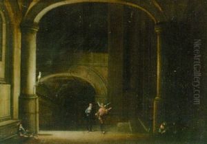 Church Interior With The Liberation Of Saint Peter by Hendrick van Steenwyck the Elder