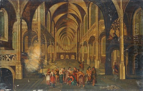 A Church Interior With Christ And The Woman Taken In Adultery - view 1