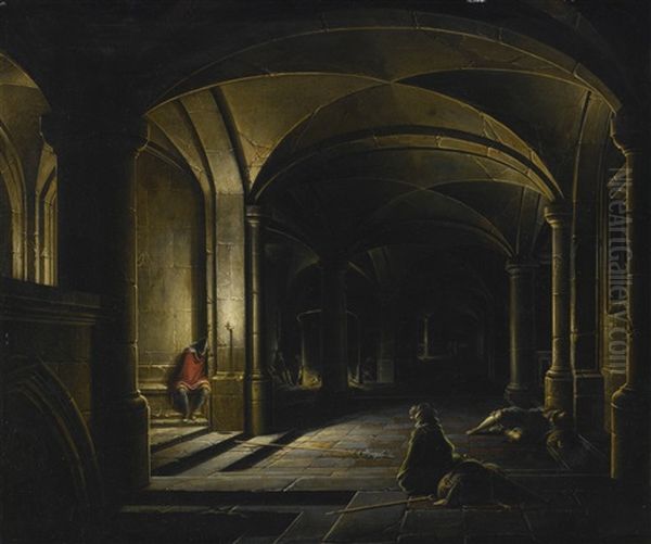 A Prison Interior With Sleeping Guards - view 1