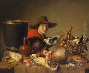 Jagdstillleben Mit Totem Geflugel Und Figurenstaffage by Harmen Steenwyck
