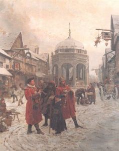 Christmas Eve, Highcross Market, Leicester, 16th Century by Henry Reynolds Steer