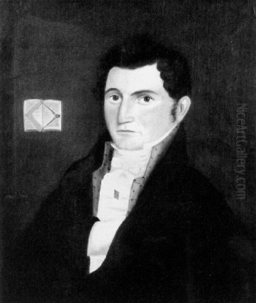 Portrait Of John S. Angell, A Masonic Symbol Behind Him - view 1