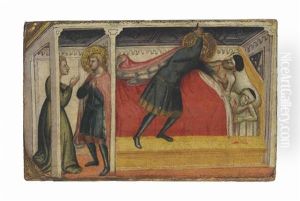 Saint Julian The Hospitaller Kills His Father And Mother And Confesses To His Wife by Stefano d'Antonio di Vanni