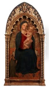 Altartafel Mit Darstelllung Der Heiligen Maria Mit Kind Sowie Einem In Anbetung Knienden Franziskanermonch by Stefano d'Antonio di Vanni