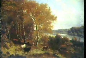 Bewaldete Isarlandschaft by Arnold Steffan