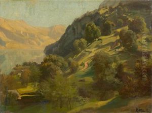 Steep Slope At Lake Brienz by Johann Gottfried Steffan