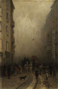 L'incendio Sul Corso (nebbia Sul Corso) by Luigi Steffani