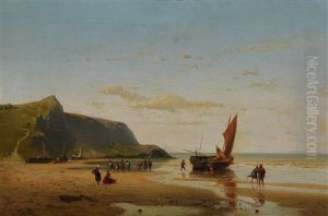 Fisherman By Shore by Luigi Steffani