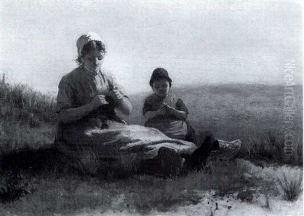A Mother And Daughter In The Fields - view 1