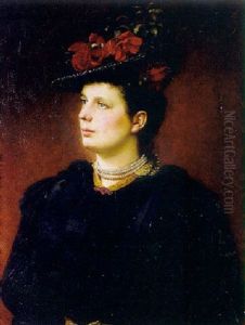 Portrait Einer Hubschen Frau Mit Blumengeschmucktem Hut