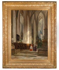 Blick In Den Chorstuhl Der Lambertuskirche In Dusseldorf by Franz Stegmann