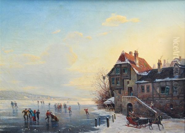 Skaters On A Frozen River - view 1