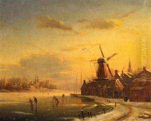 Winterabend Vor Einem Hollandischen Stadtchen