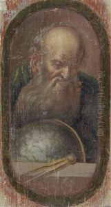 Archimedes Mit Globus Und Zirkel (+ 3 Others; 4 Works From Philosophen Aus Stift Lambach, Oo, Various Sizes)