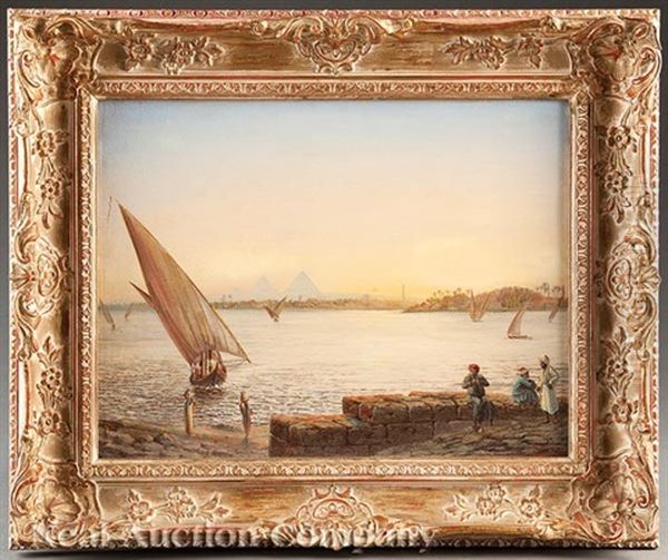 View Of The Nile And Great Pyramids Of Giza, Cairo, Egypt - view 1