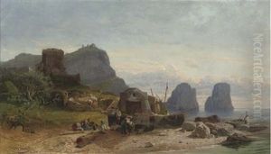 Fisherfolk Before I Faraglioni, Capri by Heinrich Stein