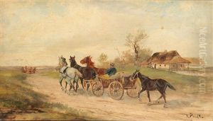 Hungarian Horse And Cart Off To Market by Alfred (A. Stone) Steinacker