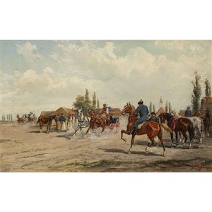 Pferdemarkt Bei Arad In Ungarn by Alfred (A. Stone) Steinacker