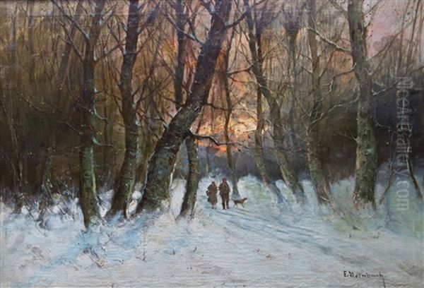 Abendstimmung Im Verschneiten Wald - view 1