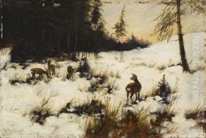 Rehe Am Waldrand by Robert Steiner