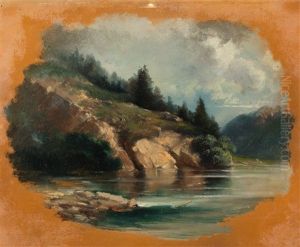 Am Ufer Eines Alpensees by Franz II Steinfeld