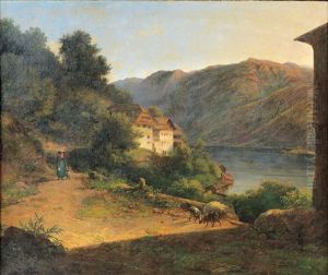 Motiv Aus Dem Salzkammergut by Franz II Steinfeld