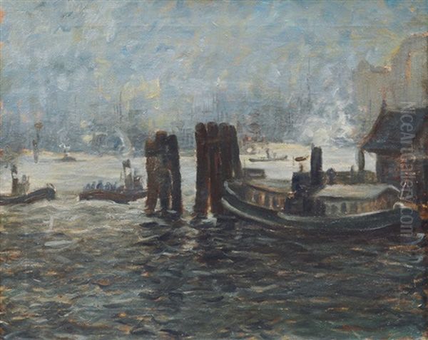 Barge In The Port Of Hamburg - view 1