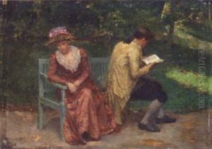 Sharing A Garden Seat by Louis-Charles-Auguste Steinheil