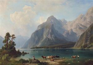 Cattle Herders On The Shore Of Lake Konigssee