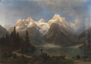 Gebirgslandschaft Mit Gletscher Und Bergsee by Heinrich Steinike