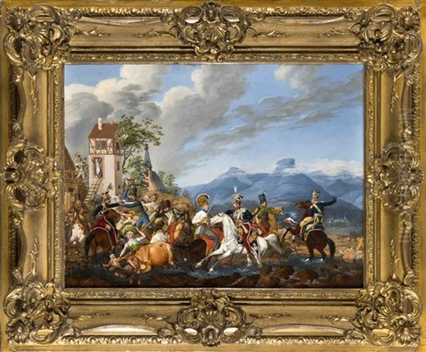 'reitergefecht Zwischen Osterreichern Und Polen Wahrend Der Napoleonischen Kriege In Einem Alpendorf' - view 1