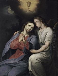 Christus Im Garten Gethsemane Wird Von Einem Engel Getrostet by Franz Xaver Steinle