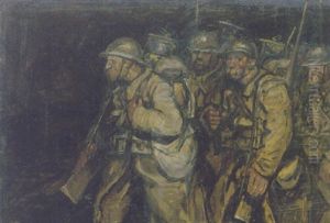Nachtlicher Vormarsch Von Infanteristen